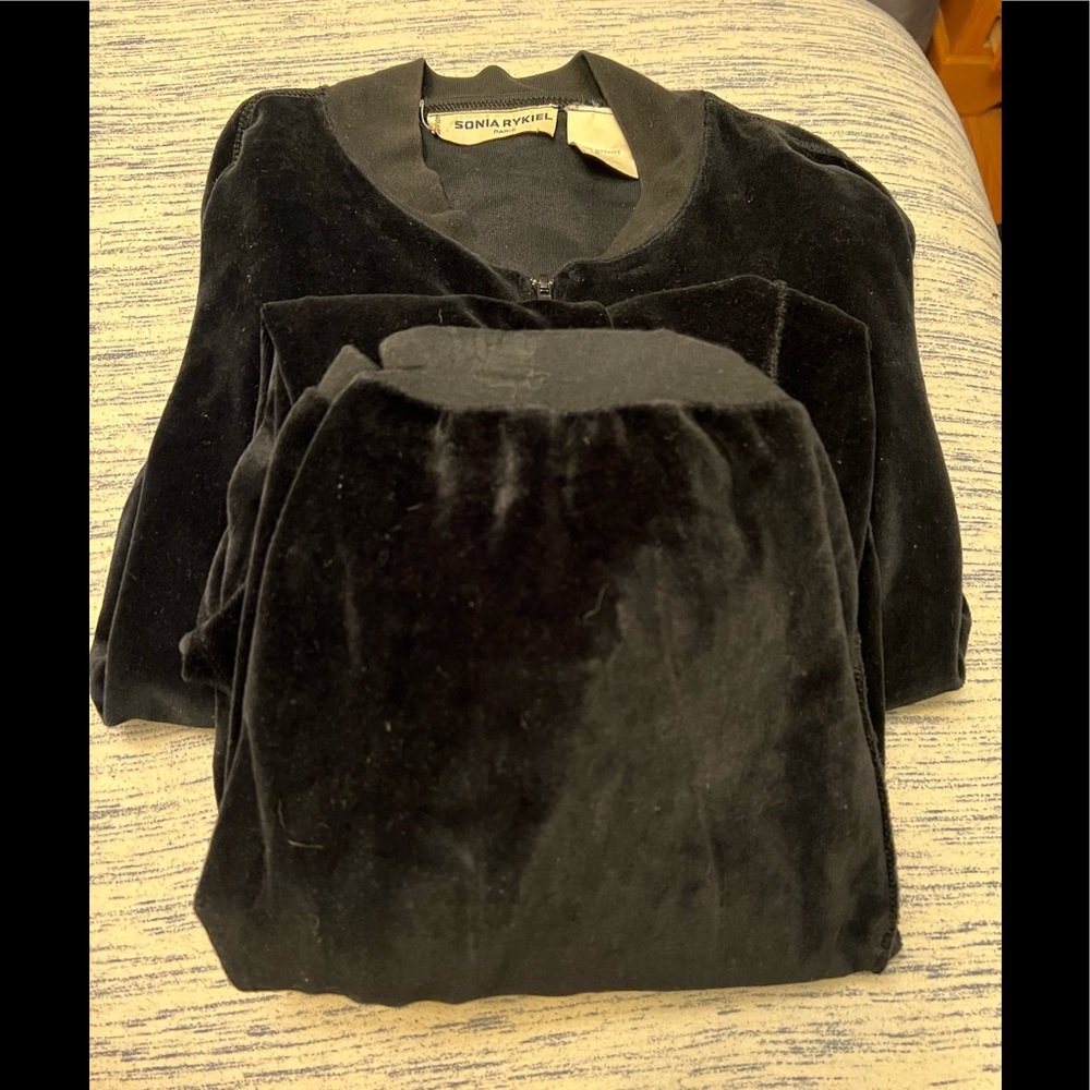Sonia Rykiel Paris Sweatsuit M Jacket S Pants Black 85% Cotton 15% Polyester